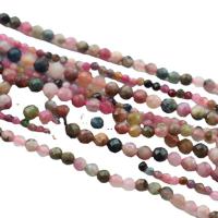 Natürlicher Turmalin Perlen, rund, poliert, DIY & verschiedene Größen vorhanden & facettierte, gemischte Farben, Länge:ca. 39 cm, verkauft von Strang