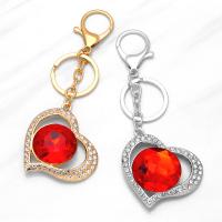 Crystal Key Chain, Zinc Alloy, with Crystal, Heart, plated, Unisex & with rhinestone .7 Inch 