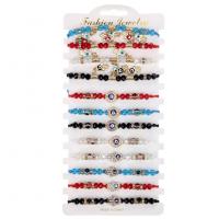 Evil Eye Jewelry Bracelet, Crystal, with Polyester Cord & Zinc Alloy, gold color plated, 12 pieces & enamel & with rhinestone, mixed colors .7 Inch 