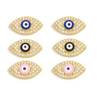 Evil Eye Earrings, Brass, gold color plated, micro pave cubic zirconia & for woman & enamel 