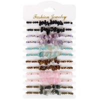 Gemstone Chip Bracelets, with Polyester Cord & Crystal, 12 pieces & random style & adjustable, mixed colors .7 Inch 