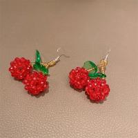 Zinc Alloy Rhinestone Drop Earring, Cherry, fashion jewelry & for woman & with rhinestone 