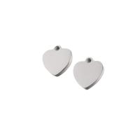 pendentifs de cœur en inox , Acier inoxydable 304, coeur, DIY, couleur originale Environ 1.4mm, Vendu par PC