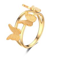 Stainless Steel Finger Ring, 304 Stainless Steel, Butterfly, gold color plated, fashion jewelry & for woman, golden 