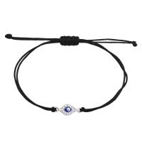 Evil Eye Jewelry Bracelet, Polyester Cord, with Zinc Alloy, Round, plated, Adjustable & fashion jewelry & Unisex Inch 