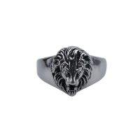 Titanium Steel Finger Ring, Lion & for man, 15mm 