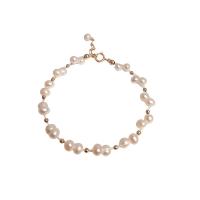 Shell Pearl Bracelet, with 14K Gold Coated Copper, fashion jewelry & for woman Approx 6.3 Inch 
