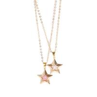 Cubic Zircon Micro Pave Brass Necklace, Star, gold color plated & micro pave cubic zirconia & for woman 