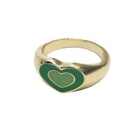 Brass Finger Ring, Heart, gold color plated, for woman & enamel US Ring 