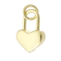 Colgantes de corazón de latón, metal, chapado en color dorado, Bricolaje, 8.5x12.5x3.5mm, agujero:aproximado 2mm, Vendido por UD