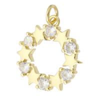 Cubic Zirconia Micro Pave Brass Pendant, Donut, gold color plated, micro pave cubic zirconia & hollow Approx 2mm 