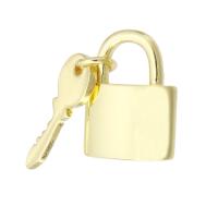 Латунные ювелирные кулоны, Латунь, Замок и ключ, плакирован золотом, DIY, 31mm, продается PC