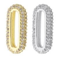 Brass Linking Ring, Ellipse, plated, micro pave cubic zirconia 