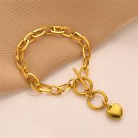 Titanium Steel Bracelet & Bangle, Heart, Vacuum Ion Plating, fashion jewelry & for woman, golden Approx 6.69 Inch 