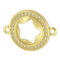 Cubic Zirconia Micro Pave Brass Connector, Round, gold color plated, fashion jewelry & DIY & micro pave cubic zirconia, golden Approx 1.5mm 