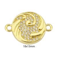 Cubic Zirconia Micro Pave Brass Connector, Round, gold color plated, fashion jewelry & DIY & micro pave cubic zirconia, golden Approx 1mm 