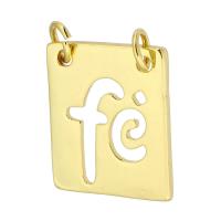 Brass Jewelry Pendants, Rectangle, gold color plated, fashion jewelry & DIY & double-hole, golden Approx 3mm 