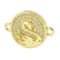 Cubic Zirconia Micro Pave Brass Connector, Round, gold color plated, fashion jewelry & DIY & micro pave cubic zirconia, golden Approx 1mm 