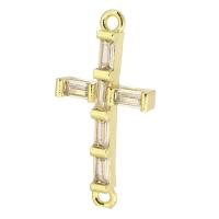 Cubic Zirconia Micro Pave Brass Pendant, Cross, gold color plated, fashion jewelry & DIY & micro pave cubic zirconia, golden Approx 1.5mm 