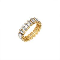 Titanium Steel Finger Ring, with Cubic Zirconia, Vacuum Ion Plating & for woman, golden, 6mm 
