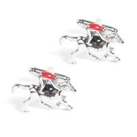 Brass Cufflinks, Horse, silver color plated, Unisex & enamel, silver color 