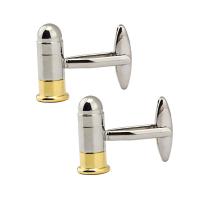 Brass Cufflinks, Bullet, plated & for man, silver color 