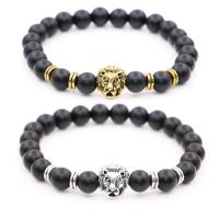 Gemstone Bracelets, Abrazine Stone, with Elastic Thread & Zinc Alloy, Lion, plated, fashion jewelry & Unisex cm 