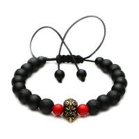 Abrazine Stone Bracelet, with Zinc Alloy, plated, Adjustable & fashion jewelry & for man 12mm,6mm,8mm cm 