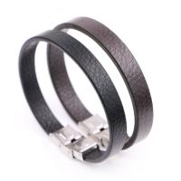 Leatheroid Cord Bracelets, Leather, with Titanium Steel, polished, fashion jewelry & Unisex cm 