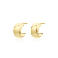 Sterling Silver Stud Earring, 925 Sterling Silver, gold color plated, fashion jewelry & for woman, gold, 10.8mm 