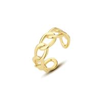 925 Sterling Silver Cuff Finger Ring, gold color plated, Adjustable & for woman & hollow, gold, 19.2mm 