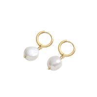 Huggie Hoop Drop Earring, Argent sterling 925, avec Shell Pearl, Placage, bijoux de mode & pour femme, plus de couleurs à choisir, 21.5mm, Vendu par PC