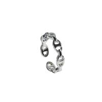 925 Sterling Silver Cuff Finger Ring, plated, Adjustable & for woman & hollow 