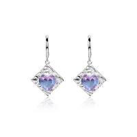 Sterling Silver Drop Earring, 925 Sterling Silver, with Tourmaline, silver color plated, fashion jewelry & for woman, silver color 