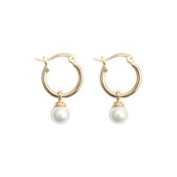 Huggie Hoop Drop Earring, Argent sterling 925, avec Shell Pearl, Placage, bijoux de mode & pour femme, plus de couleurs à choisir Vendu par paire