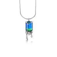 Sterling Silver Jewelry Necklace, 925 Sterling Silver, with Tourmaline, platinum plated, fashion jewelry & for woman, gradient color Approx 17.7 Inch 