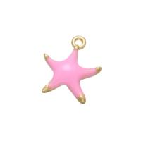 Enamel Brass Pendants, Star, gold color plated, for woman 