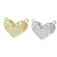 Cubic Zirconia Micro Pave Brass Connector, Heart, plated, micro pave cubic zirconia Approx 0.5mm 