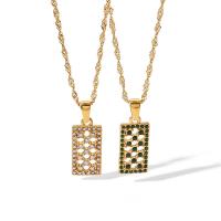 Cubic Zirconia Stainless Steel Necklace, 304 Stainless Steel, with 5cm extender chain, 18K gold plated, fashion jewelry & micro pave cubic zirconia & for woman 25mm cm 