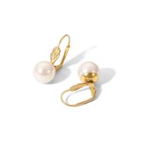 Stainless Steel Leverback Earring, 304 Stainless Steel, with Freshwater Pearl, 18K gold plated, fashion jewelry & for woman, golden 
