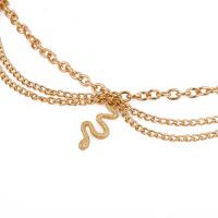 Zinc Alloy Anklet, with 3cm extender chain, Snake, gold color plated, three layers & fashion jewelry & for woman, golden .6 cm 