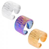 Titanium Steel Cuff Finger Ring, Round, Vacuum Ion Plating, Adjustable & fashion jewelry & for woman US Ring 
