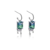 Sterling Silver Drop Earring, 925 Sterling Silver, with Tourmaline, platinum plated, fashion jewelry & for woman, gradient color 