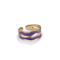 925 Sterling Silver Cuff Finger Ring, gold color plated, Adjustable & for woman & enamel 