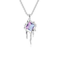 Sterling Silver Jewelry Necklace, 925 Sterling Silver, with Tourmaline, platinum plated, fashion jewelry & for woman, gradient color Approx 17.7 Inch 