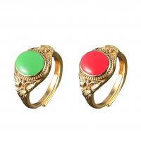 Палец кольцо-латунь, Латунь, плакирован золотом, Регулируемый & Женский, Много цветов для выбора, продается PC