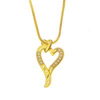 Cubic Zircon Micro Pave Brass Necklace, Heart, gold color plated & micro pave cubic zirconia & for woman, gold Approx 17.7 Inch 