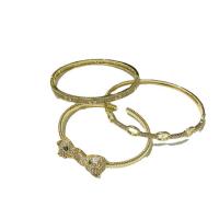 Brass Bangle, real gold plated & micro pave cubic zirconia & for woman, 60mm 
