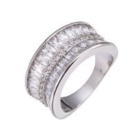 Cubic Zirconia Micro Pave Brass Finger Ring, platinum plated & micro pave cubic zirconia & for woman US Ring 