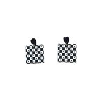 Acrylic Drop Earring, with Zinc Alloy, 25pcs  & for woman, white and black, 50mm 